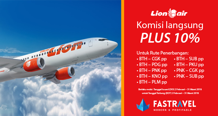 Komisi Maskapai Lion Air 10%